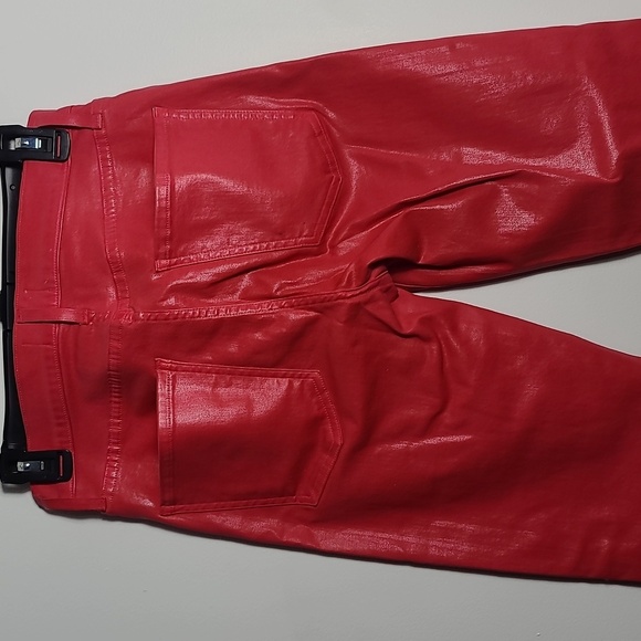 AGOLDE Wax Coated Leatherette Red Sophie High Rise Skinny Jeans Size 28 - Picture 13 of 15